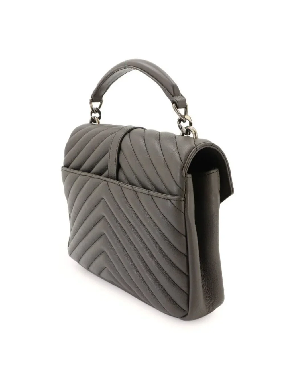 Saint Laurent Carre Edge 2-Way Hand Chain Shoulder Bag Leather Gray Silver